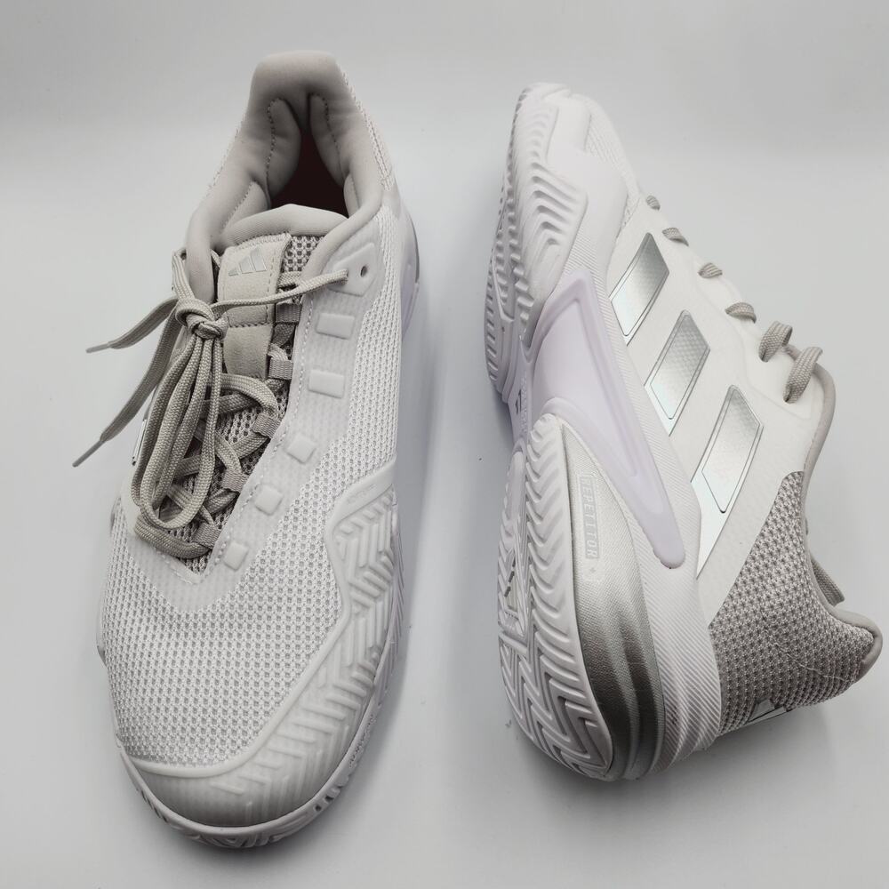 Womens Size 10 Adidas Tennis Shoes Barricade 13 Athletic Cloud White Gray IF0407 - Picture 2 of 5